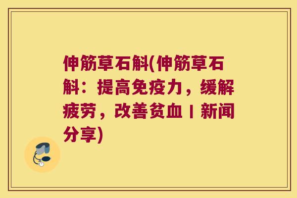 伸筋草石斛(伸筋草石斛：提高力，缓解疲劳，改善贫丨新闻分享)
