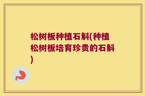 松树板种植石斛(种植松树板培育珍贵的石斛)