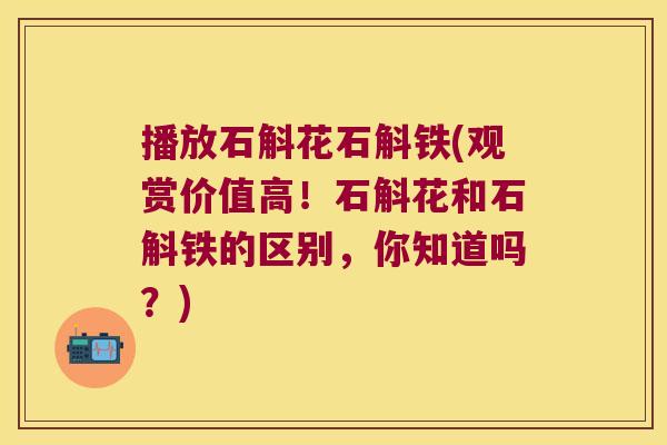 播放石斛花石斛铁(观赏价值高！石斛花和石斛铁的区别，你知道吗？)