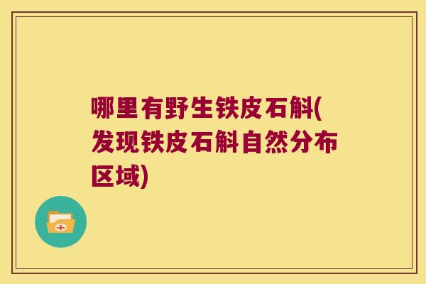 哪里有野生铁皮石斛(发现铁皮石斛自然分布区域)