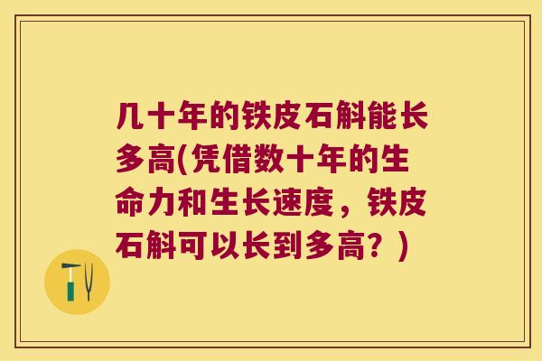 几十年的铁皮石斛能长多高(凭借数十年的生命力和生长速度，铁皮石斛可以长到多高？)