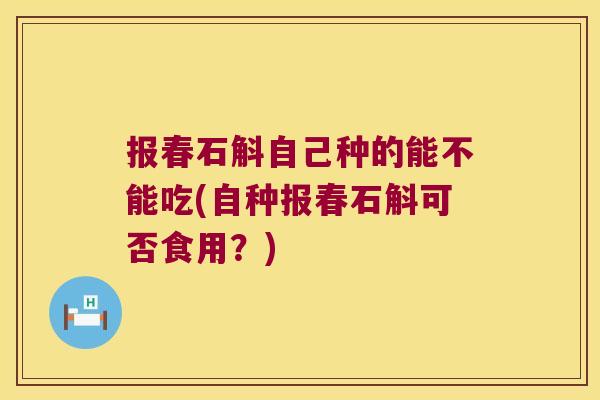 报春石斛自己种的能不能吃(自种报春石斛可否食用？)