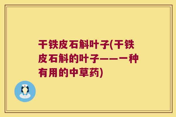 干铁皮石斛叶子(干铁皮石斛的叶子——一种有用的中草药)
