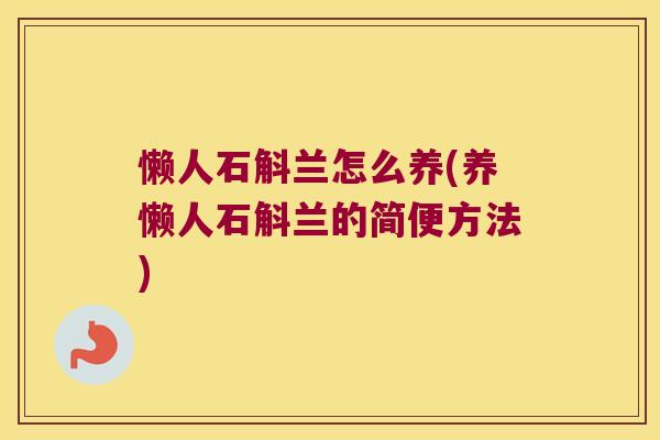 懒人石斛兰怎么养(养懒人石斛兰的简便方法)