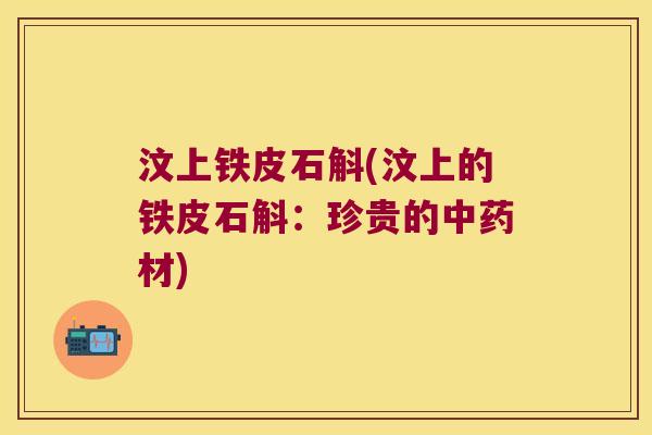 汶上铁皮石斛(汶上的铁皮石斛：珍贵的中药材)