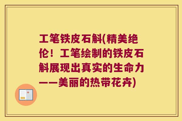 工笔铁皮石斛(精美绝伦！工笔绘制的铁皮石斛展现出真实的生命力——美丽的热带花卉)