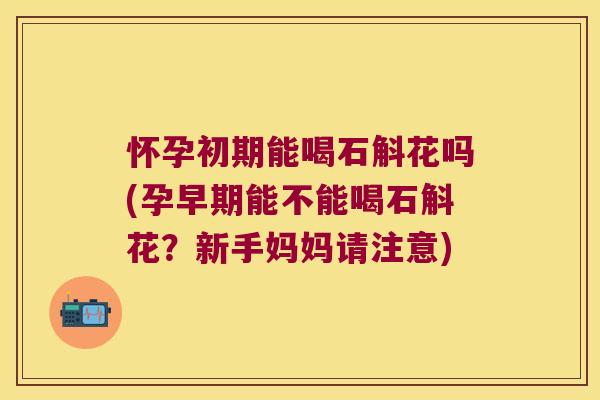 怀孕初期能喝石斛花吗(孕早期能不能喝石斛花？新手妈妈请注意)