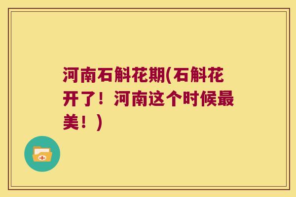 河南石斛花期(石斛花开了!河南这个时候美!) 河南石斛花期(石斛花开了!河南这个时候美!)