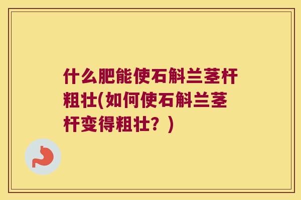 什么肥能使石斛兰茎杆粗壮(如何使石斛兰茎杆变得粗壮？)