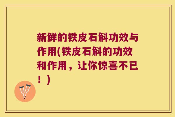 新鲜的铁皮石斛功效与作用(铁皮石斛的功效和作用，让你惊喜不已！)