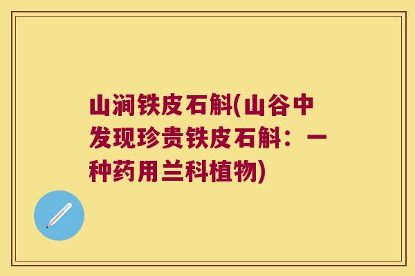 山涧铁皮石斛(山谷中发现珍贵铁皮石斛：一种药用兰科植物)