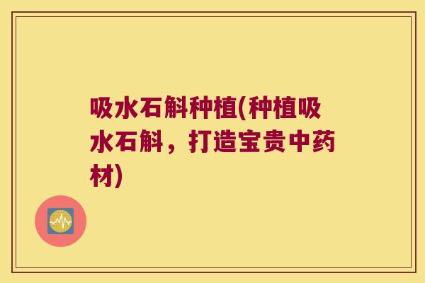 吸水石斛种植(种植吸水石斛，打造宝贵材)