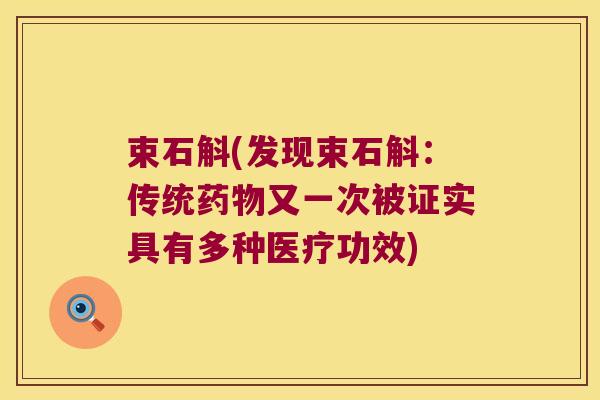 束石斛(发现束石斛：传统药物又一次被证实具有多种医疗功效)