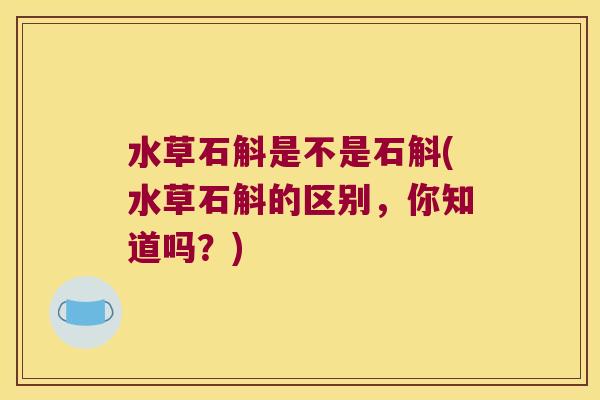 水草石斛是不是石斛(水草石斛的区别，你知道吗？)
