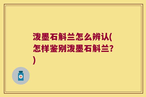 泼墨石斛兰怎么辨认(怎样鉴别泼墨石斛兰？)