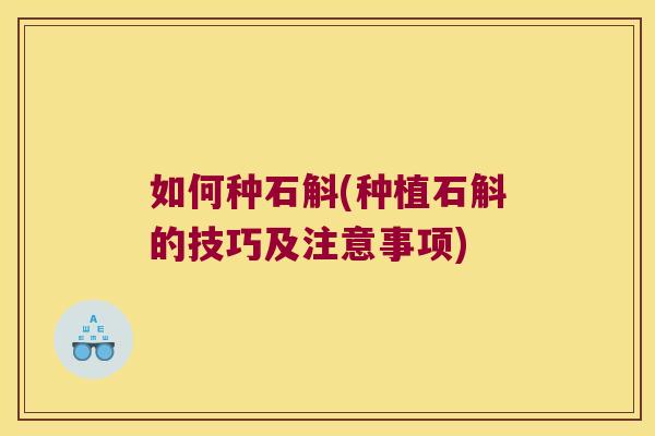 如何种石斛(种植石斛的技巧及注意事项)