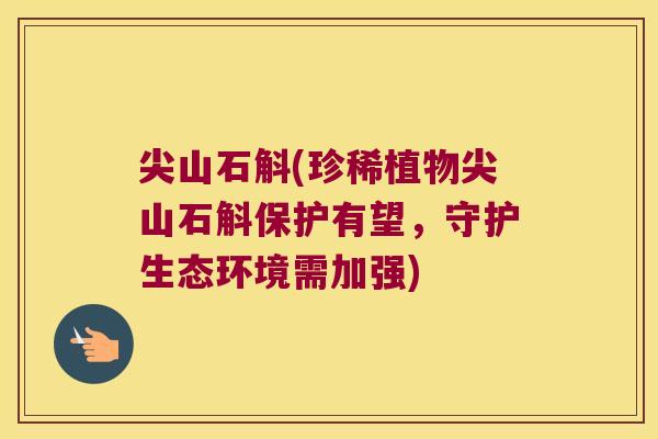 尖山石斛(珍稀植物尖山石斛保护有望，守护生态环境需加强)
