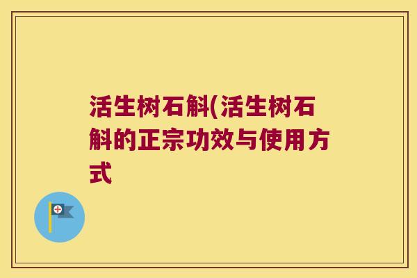 活生树石斛(活生树石斛的正宗功效与使用方式