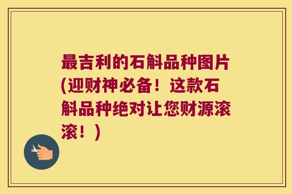 最吉利的石斛品种图片(迎财神必备！这款石斛品种绝对让您财源滚滚！)