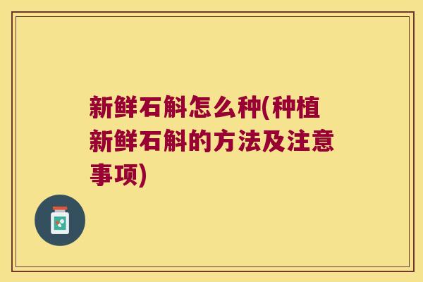 新鲜石斛怎么种(种植新鲜石斛的方法及注意事项)