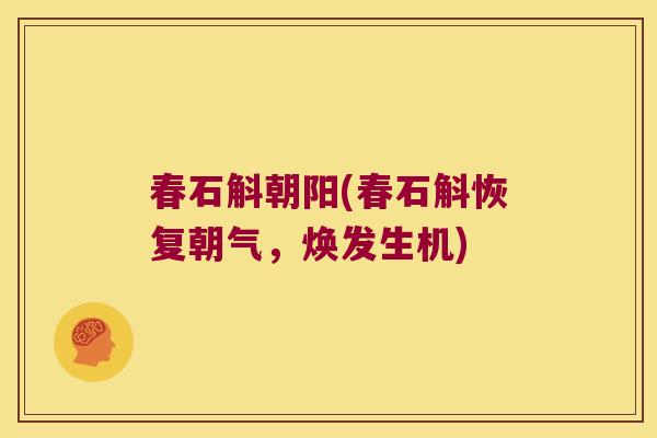春石斛朝阳(春石斛恢复朝气，焕发生机)