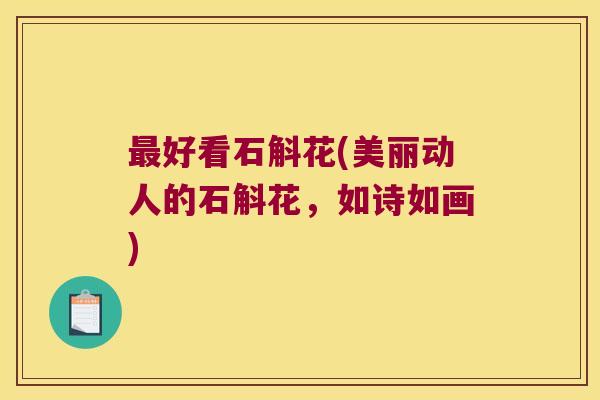 最好看石斛花(美丽动人的石斛花，如诗如画)