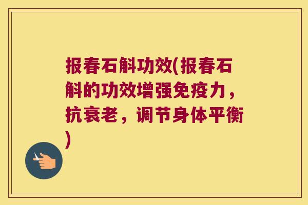 报春石斛功效(报春石斛的功效增强免疫力，抗衰老，调节身体平衡)