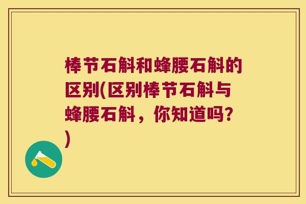 棒节石斛和蜂腰石斛的区别(区别棒节石斛与蜂腰石斛，你知道吗？)