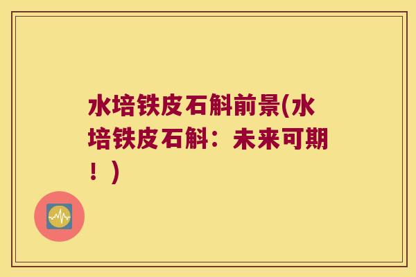 水培铁皮石斛前景(水培铁皮石斛：未来可期！)