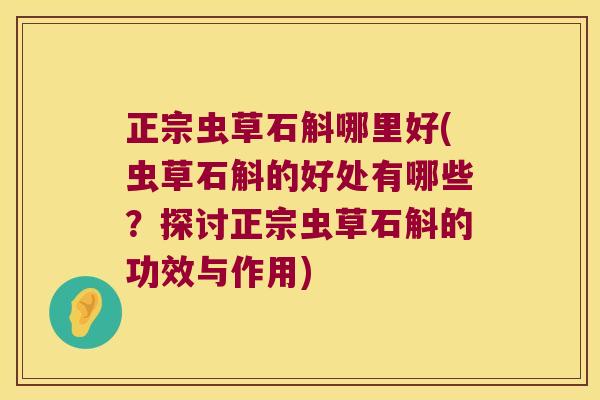 正宗虫草石斛哪里好(虫草石斛的好处有哪些？探讨正宗虫草石斛的功效与作用)