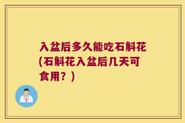 入盆后多久能吃石斛花(石斛花入盆后几天可食用？)
