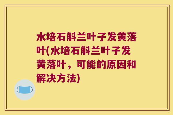 水培石斛兰叶子发黄落叶(水培石斛兰叶子发黄落叶，可能的原因和解决方法)