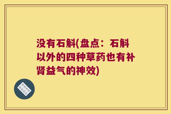 没有石斛(盘点：石斛以外的四种草药也有补肾益气的神效)
