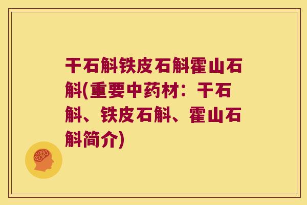 干石斛铁皮石斛霍山石斛(重要中药材：干石斛、铁皮石斛、霍山石斛简介)