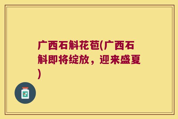 广西石斛花苞(广西石斛即将绽放，迎来盛夏)