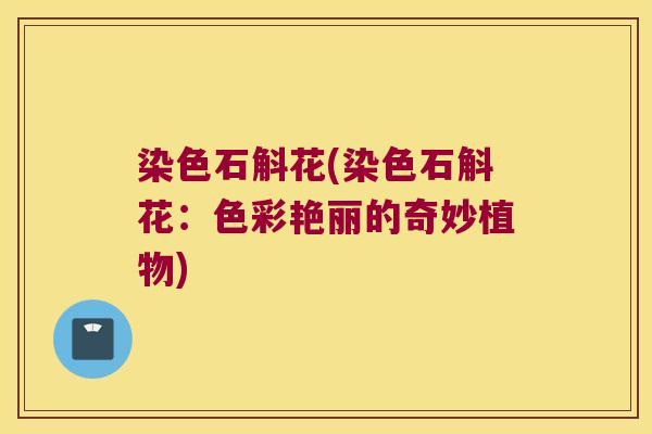 染色石斛花(染色石斛花：色彩艳丽的奇妙植物)