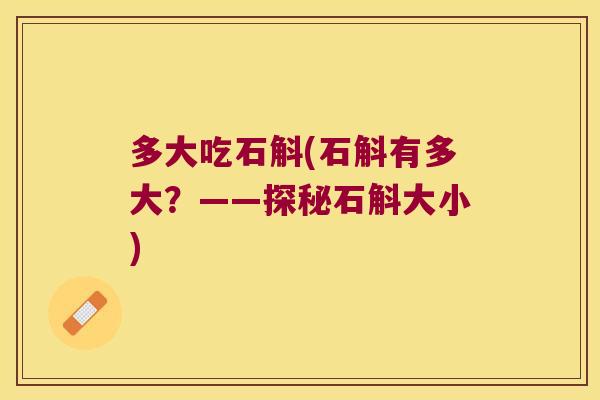 多大吃石斛(石斛有多大？——探秘石斛大小)