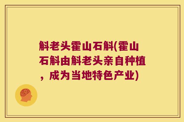 斛老头霍山石斛(霍山石斛由斛老头亲自种植，成为当地特色产业)