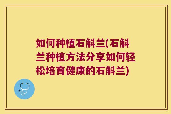 如何种植石斛兰(石斛兰种植方法分享如何轻松培育健康的石斛兰)