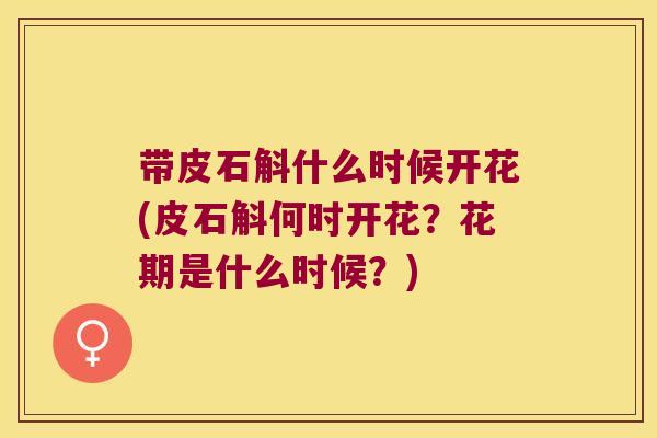 带皮石斛什么时候开花(皮石斛何时开花？花期是什么时候？)