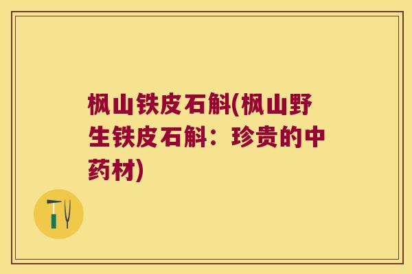 枫山铁皮石斛(枫山野生铁皮石斛:珍贵的材) 枫山铁皮石斛(枫山野生铁皮石斛:珍贵的材)
