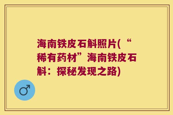 海南铁皮石斛照片(“稀有药材”海南铁皮石斛:探秘发现之路) 海南铁皮石斛照片(“稀有药材”海南铁皮石斛:探秘发现之路)