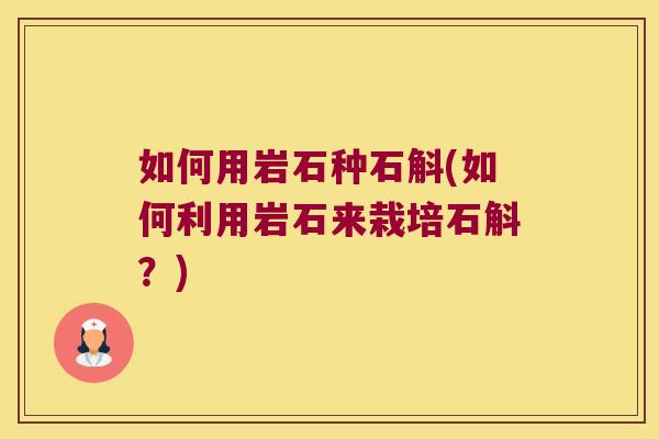 如何用岩石种石斛(如何利用岩石来栽培石斛？)