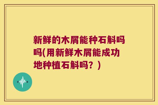 新鲜的木屑能种石斛吗吗(用新鲜木屑能成功地种植石斛吗？)