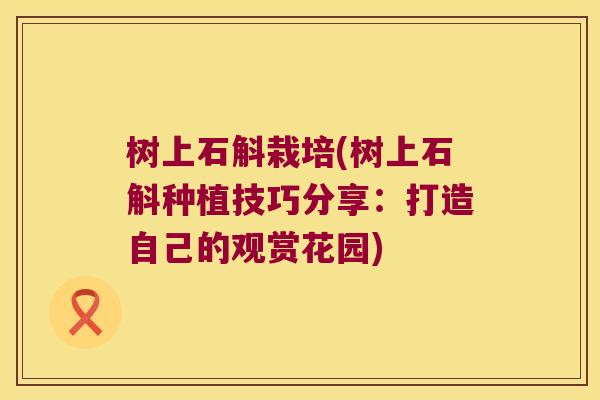 树上石斛栽培(树上石斛种植技巧分享：打造自己的观赏花园)