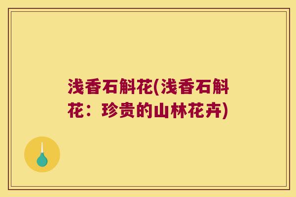 浅香石斛花(浅香石斛花：珍贵的山林花卉)
