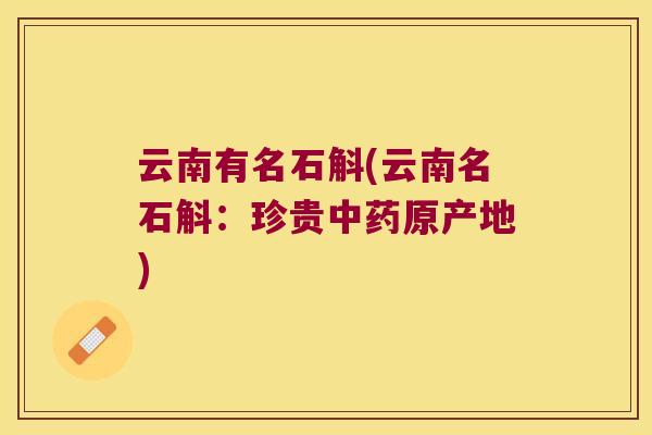 云南有名石斛(云南名石斛：珍贵中药原产地)