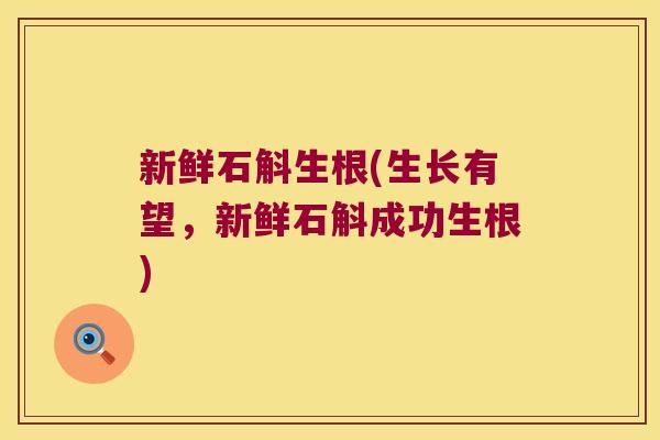 新鲜石斛生根(生长有望，新鲜石斛成功生根)