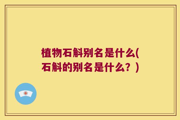 植物石斛别名是什么(石斛的别名是什么？)