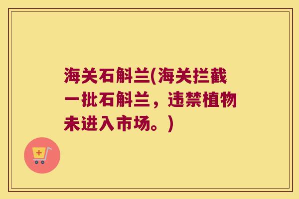 海关石斛兰(海关拦截一批石斛兰，违禁植物未进入市场。)